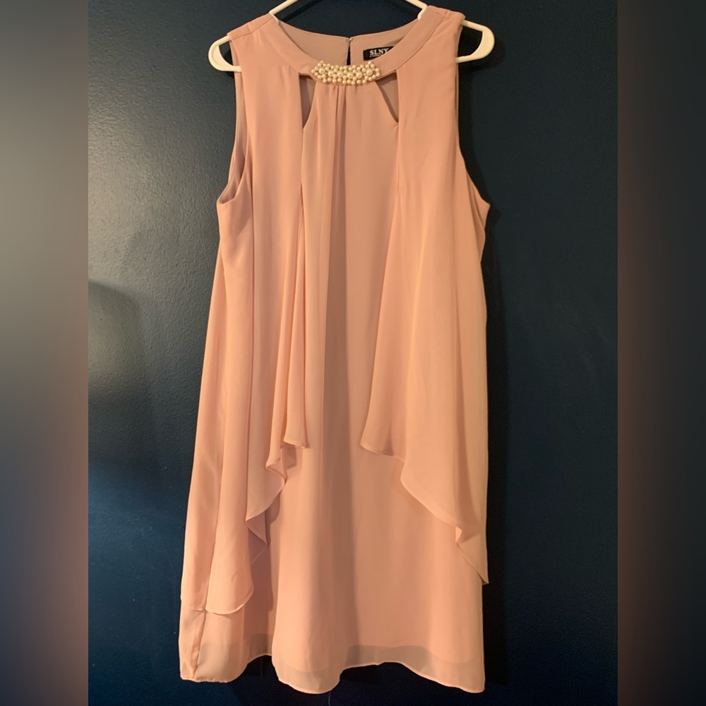 SLNY dress, blush in color, worn once, in great shape,
